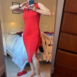 Athleta Vibrant Red Sleeveless Midi Dress